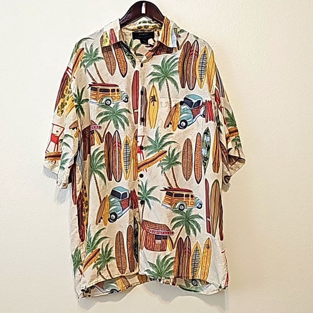 Silk  Traders Vintage‎ Tropical Button Up Short Sleeve /  Hawaii / 100% Sil…